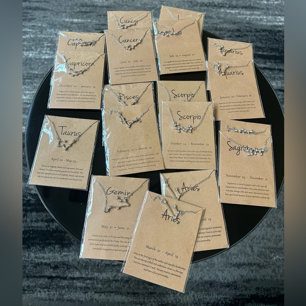 18 New Zodiac Rhinestone Necklaces